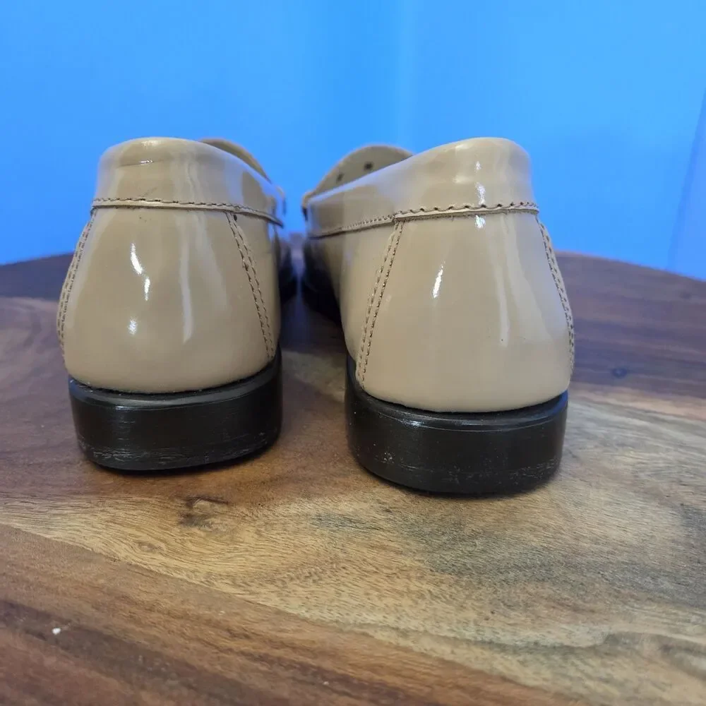 G.H. Bass Weejuns Penny Loafer Patent Leather Women’s 7.5/8M Taupe 3986 175 - Picture 7 of 14